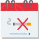 Calendário com a imagem de um cigarro e o xis no meio dele, simbolizando o anti-tabagismo.